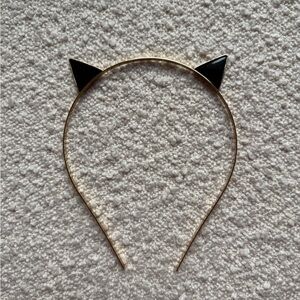 Kate Spade Gold Cat Ear Headband with Black Accents
